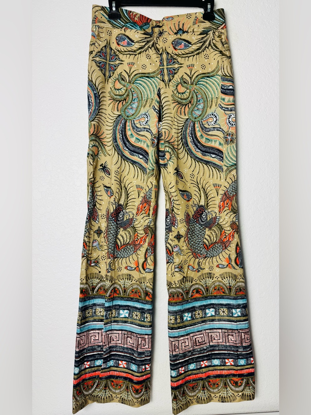 Sonia Bogner Wide Leg Pants 6 - 8 Koi Fish Paisley Print Floral Multicolor Rare
